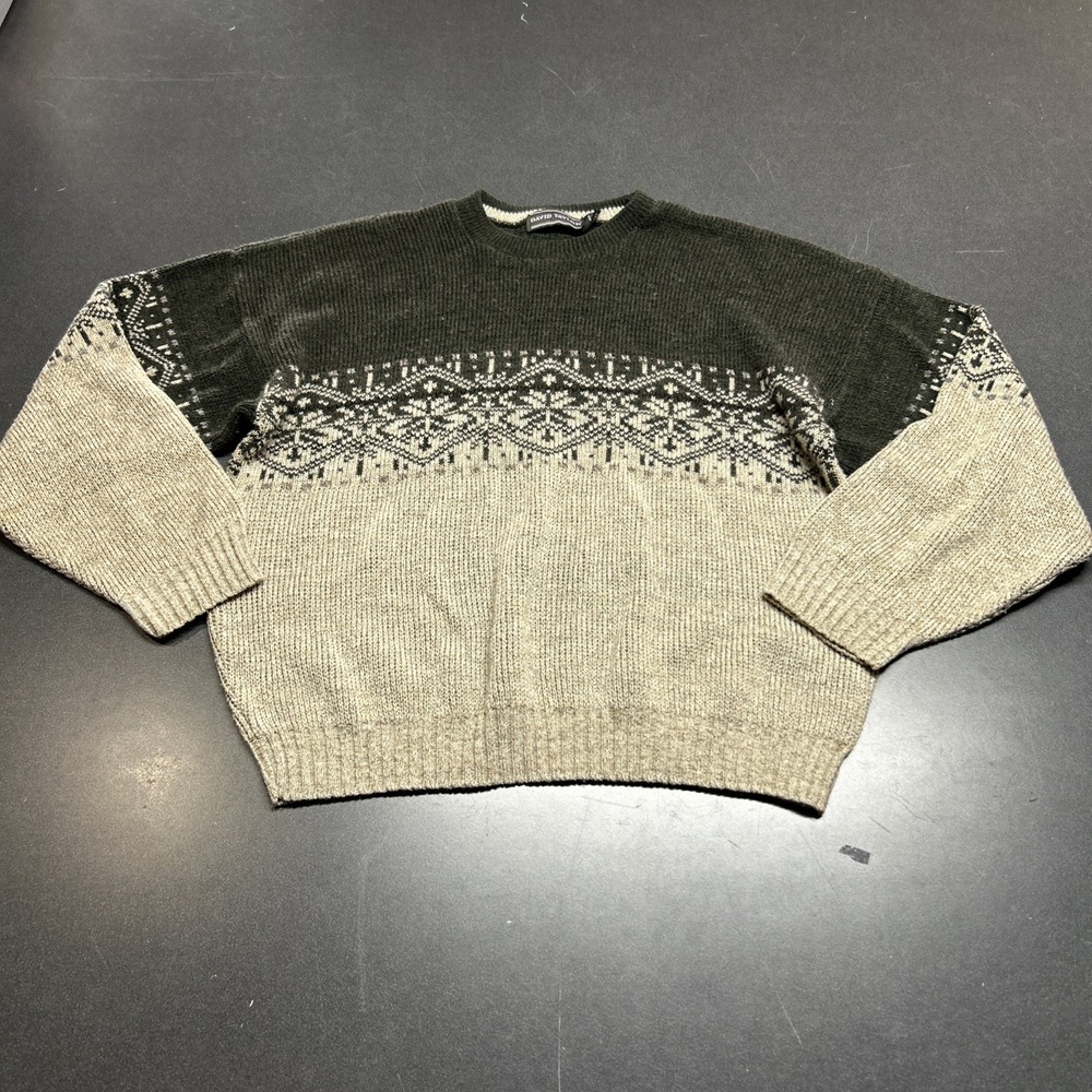Vintage David Taylor Multi Colored Long Sleeve Sweater Size XL Grandpa Old Money